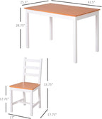 HOMCOM Dining Table Set for 4, 5 Piece Modern Kitchen Table and Chairs, Wood Dining Room Set for Small Spaces, Breakfast Nook, White