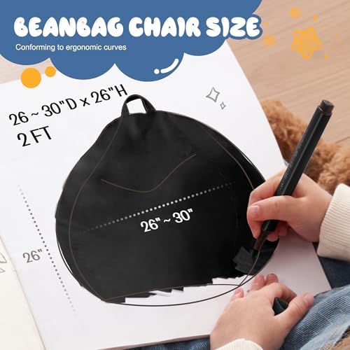 Homguava 2FT Bean Bag Chair,2' Bean Bags with Handle,Small Beanbag Chair ...