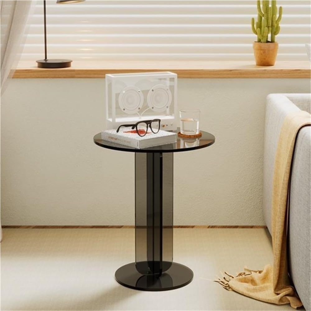 Modern Clear Acrylic Round Side Table, Small Coffee Table, Multi-Purpose End ...