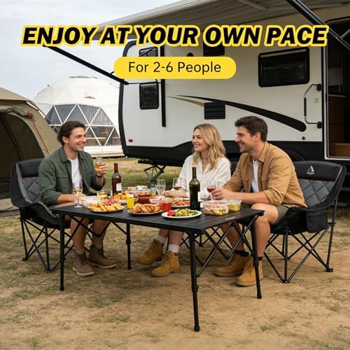 50" Camping Table,Roll Up Aluminum Picnic Table with Adjustable Hight Le...