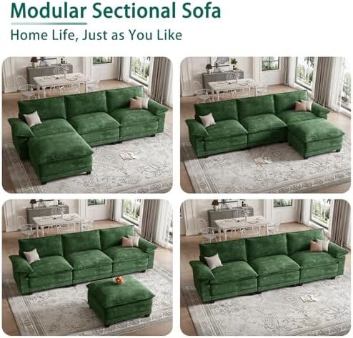 108" Modular Sectional Couch, L Shaped Cloud Sofa for Living Room | Comf...