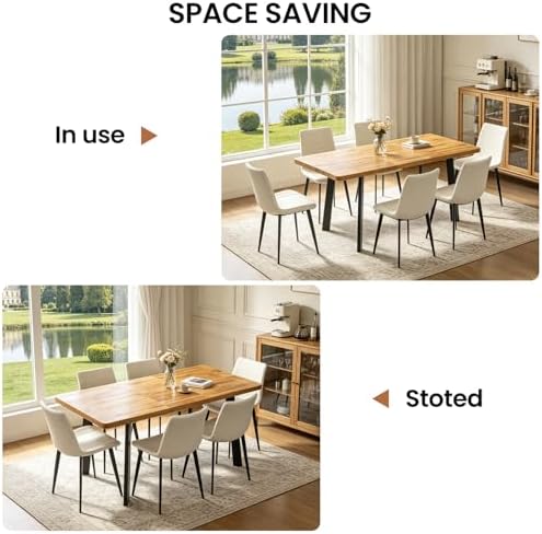 47.2"-63" Expandable Dining Room Table Set for 4-8 People, Walnut |...