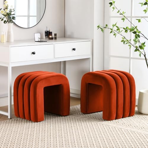 ONEVOG Velvet Pouf Ottoman, Small Ottoman Foot Rest for Couch, 18 Inch Cute V...