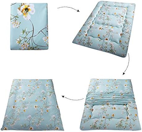 MAXYOYO Rustic Floral Korean Floor Mattress Japanese Futon, Foldable Roll Up Camping Lounger Couches and Sofas Mattress Topper Queen Size