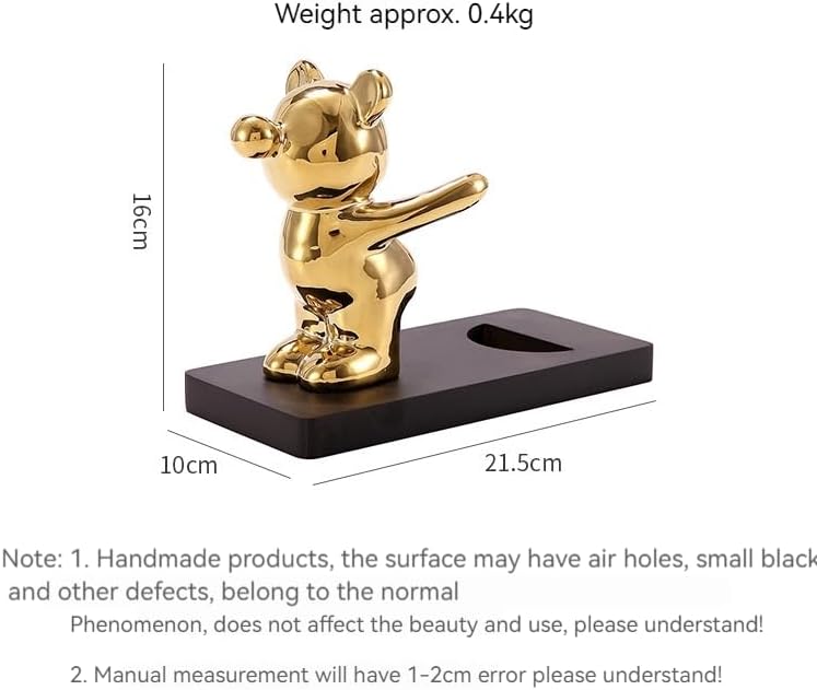 Decorative Wine Bottle Holder Stand, Gold and Silver Bear Figurines, 8.5 x 4 ...