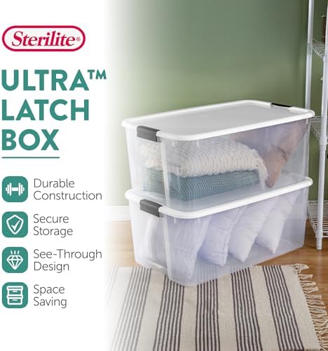 Sterilite Ultra Latch Box with Lids for Home and Office, 116 Quart, 8-Pack | ...