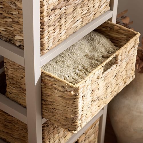 SAFAVIEH Vedette 5-Basket Wood Storage Cabinet, 46" Vintage Grey AMH5739D