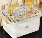 Plastic Medicine Storage Organizer & First Aid Box, Medicine Box with Handles, Multipurpose Medical Supply Organizer with Removable Tray for Home, Office & Travel（small）