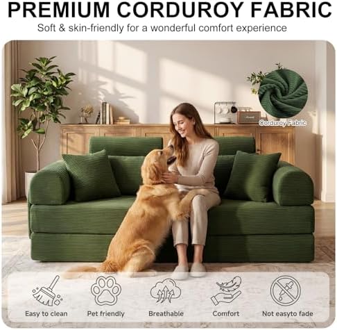 79" Convertible Futon Sofa Bed,High Back Couch for Living Room | 5-in-1 ...