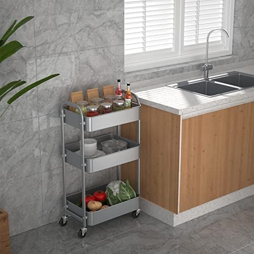 MAX Houser 3-Tier Rolling Utility Cart with Caster Wheels,Easy Assembly, for ...