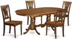 East West Furniture PLAI5-SBR-W 5 Piece Dining Room Furniture Set Includes an Oval Wooden Table with Butterfly Leaf and 4 Kitchen Dining Chairs, 42x78 Inch, Saddle Brown