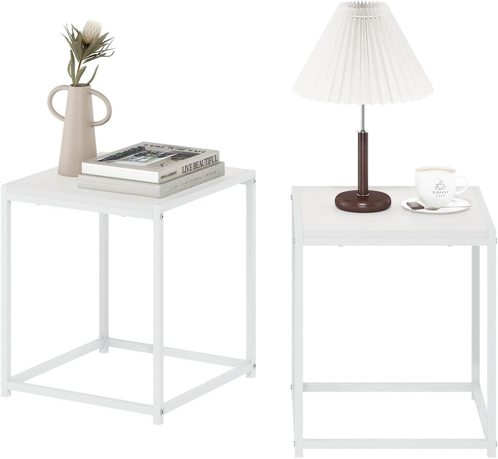 Furinno CAMNUS Side Table Set of 2, Metal Frame End Table, Night Stand, Bedsi...