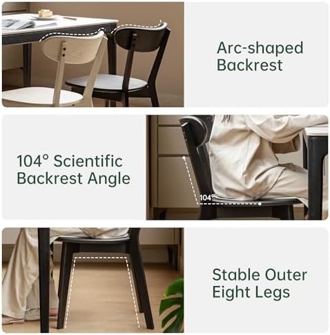 Dining Chairs, Kitchen Chairs, 100% Oak Solid Wood Modern Chair with Curved B...