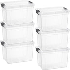 Superio Storage Bins with Lids- 6 Pack, 2.5 Qt Clear Boxes for Organizing, Stackable Plastic Containers- BPA Free, Non-Toxic, Odor Free, Organizer for Home, Office, Dorm