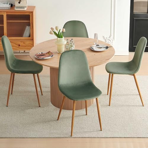 Dining Table Set for 4, Mid Century Modern 47 Inch Wooden Round Dining Table ...