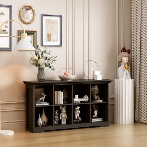 OSCHF 8-Cube Open Bookcase with Base, 2-Tier Low Cabinet, Black