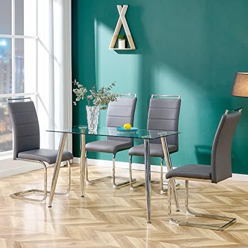 Baysitone Modern Dining Chairs Set of 6, PU Faux Leather High Back Upholstere...