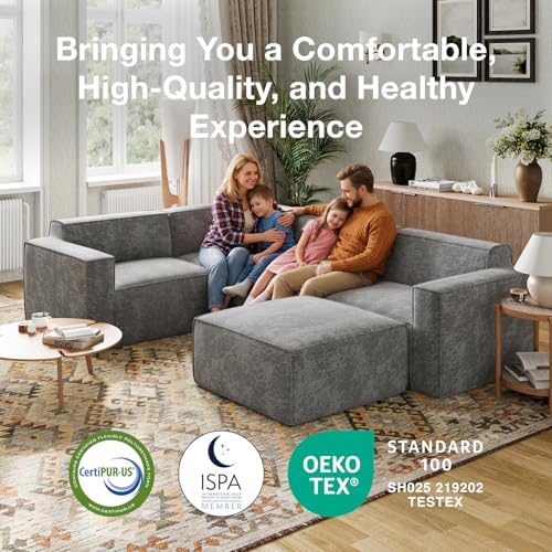 Novilla 109" Modular Sectional Sofa, No Assembly Cloud Sectional Couch w...