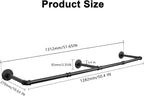 Industrial Iron Pipe Clothes Hanging Bar DIY Wall-Mounted Garment Rack Heavy Duty Clothing Rack for Bedroom, Laundry Room, Closet Storage (Black 50 inch)