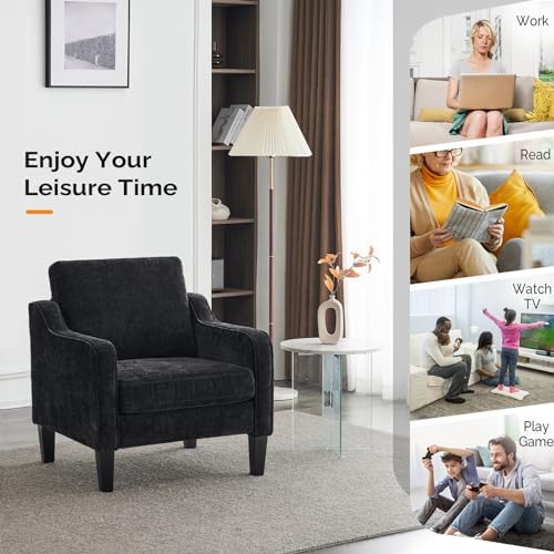 VINGLI Accent Chair, Chenille Upholstered Armchair, 380 LBS, Living Room