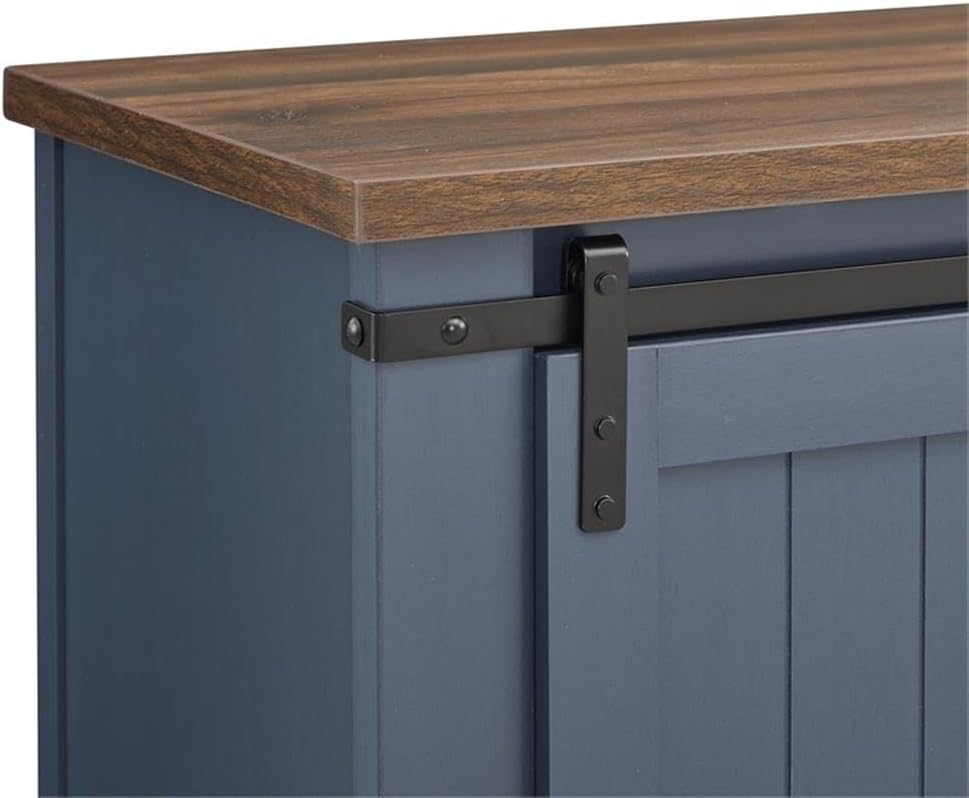 LIVILAND 68 in. TV Media Stand for TV up to 75 in. Navy w/Walnut Color Desktop