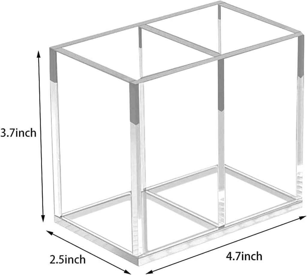 2pcs Makeup Brush Holder, Acrylic Clear Organizer For Cosmetics, Pen Pencil Cup Holder For Desk