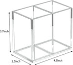 2pcs Makeup Brush Holder, Acrylic Clear Organizer For Cosmetics, Pen Pencil Cup Holder For Desk