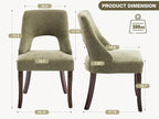 UVV Wooden Dining Chairs Set of 2, Mid Century Modern Chenille Upholstered Dining Room Chair Kitchen Chairs, Farmhouse Dinner Chair with Solid Wood Legs for Kitchen Dining Room, Green