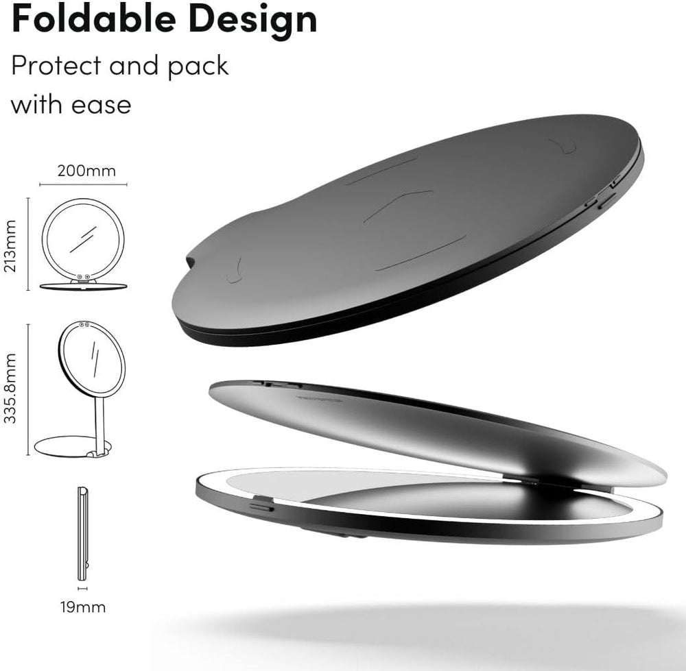 Fancii Abigail Rechargeable Travel Makeup Mirror with LED Light, 8" Fold...