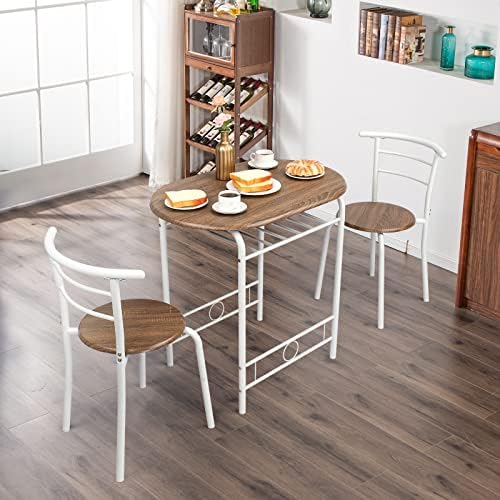 VINGLI 3 Piece Dining Set,Small Kitchen Table Set for 2,Breakfast Table Set,K...