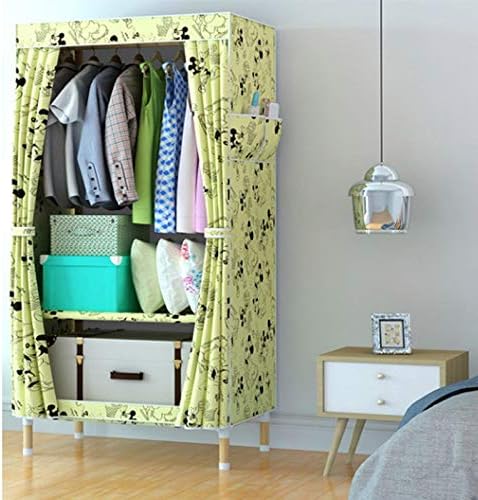 Single Simple Solid Wood Cloth Closet Assembly Wardrobe Portable Furniture Ro...