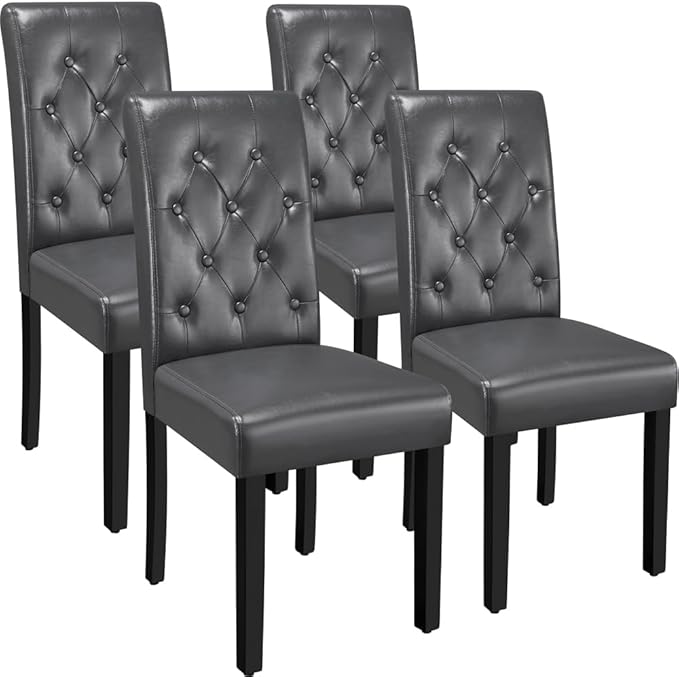 Yaheetech Upholstered Dining Chairs Set of 4 Modern Leather Parsons Kitchen C...