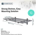 StoreYourBoard Heavy Duty Garage Shelf Wall Mount 1ft x 4ft – Wall-Mounted Shelving for Storage & Organization – Heavy Duty Garage Shelves for Tools, Bins, & Equipment – Holds 400 lbs – Gray