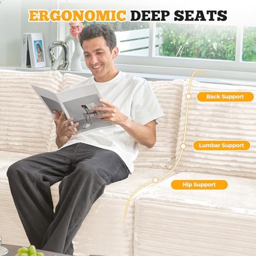 113" Modular Sectional Sofa Bed, Convertible Cloud Couches for Living Ro...