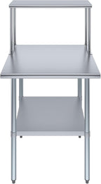 Stainless Steel Work Table with Wide Single Tier Overshelf | Metal Kitchen Prep Table & Shelving Combo (30" x 30" Work Table + 12" Overshelf)