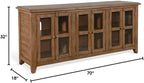 Pemberly Row Doe Valley 70" Transitional Wood TV Cabinet, Taupe Brown Finish, Mahogany Solids and Veneers, Adjustable Shelves, Cord Management, Fits TVs Up to 80", Living Room Media Console