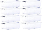 Superio Storage Bins with Lids- Clear Boxes for Organizing, Stackable Plastic Containers- BPA Free, Non-Toxic, Odor Free, Organizer for Home, Office, Dorm (8 Pack, 42 Qt (Under Bed-Wheeled))