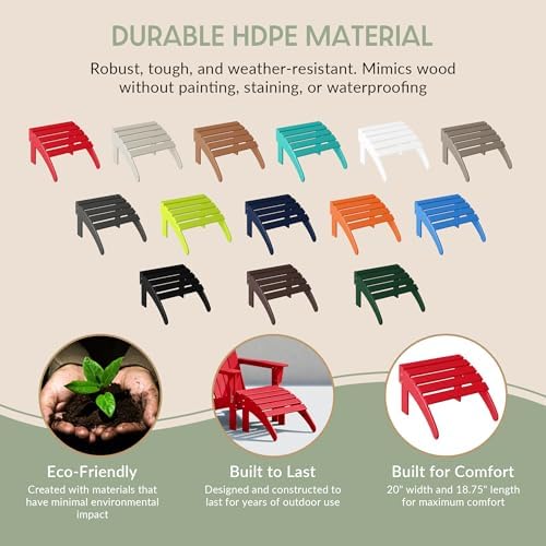 WestinTrends Outdoor Patio Adirondack Ottoman Foot Rest, All Weather Poly Lum...