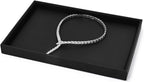 Black PU Leather Jewelry Display Flat Tray Ring Necklace Watch Organizer Display Tray (1 grid)