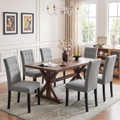 VECELO Upholstered Dining Chairs Set of 4, Button Tufted Parsons Chairs with ...