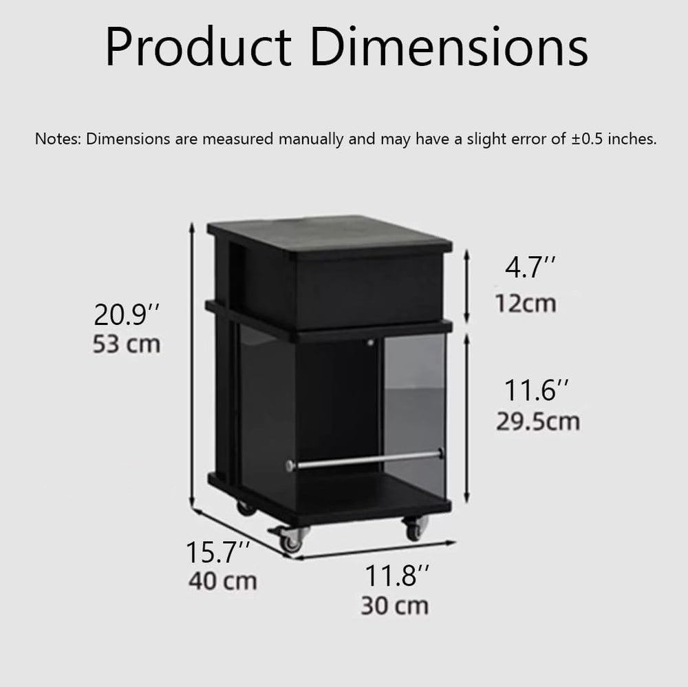 Wooden Night Stand, Minimalist Design Black Bedside Table with Open Storage, ...
