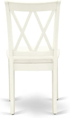 East West Furniture DOCL5-LWH-C 5 Piece Dinette Set for 4 Includes a Rectangle Dining Table with Butterfly Leaf and 4 Linen Fabric Dining Room Chairs, 42x78 Inch, Linen White