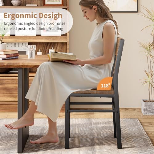 MECHYIN Nut-Brown Dining Chairs Set of 6, Farmhouse Kitchen Room Chairs