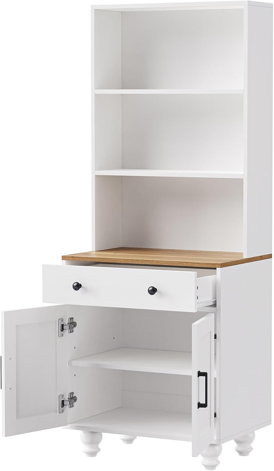 Farmhouse Storage Cabinet, Modern Kitchen Pantry Cabinet with Adjustable Shel...