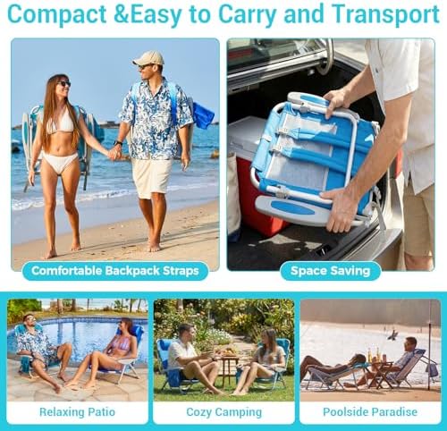 #WEJOY Beach Chairs for Adults,Reclining Adjustable 4 Position for Outdoor
