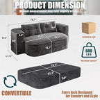78.7" Futon Sofa Bed, Memory Foam Convertible Couch, Dark Gray | Sophisticated comfort with premium corduroy, one-flip conversion, built-in blanket, and ergonomic support