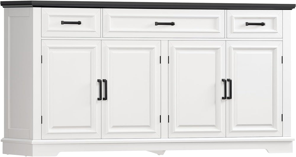 usikey 59” Large Buffet Cabinet with 4 Doors and 3 Drawers, Buffet Sideboard ...