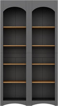 72 Inch High Arched Kitchen Sideboard, Wooden Kitchen Storage Cabinet, Farmhouse Style Two Tone Bookcase with Adjustable Shelves for Living Room, Bathroom, Gray