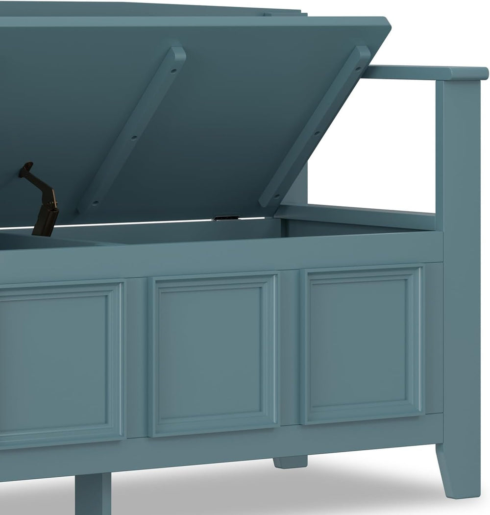 SIMPLIHOME Amherst Entryway Storage Bench - 48 inch Wide Solid Wood Hallway S...