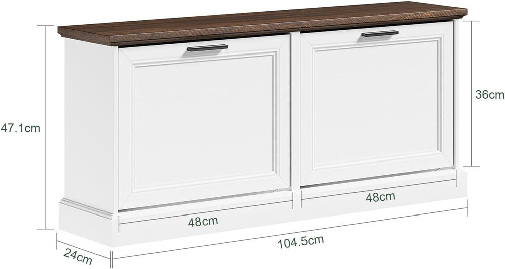 SoBuy Narrow Shoe Bench with Flip Drawers - Slim White Entryway Shoe Storage ...